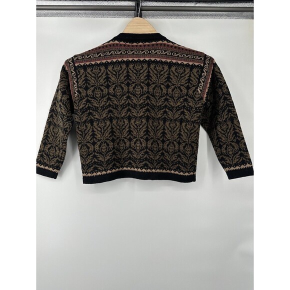 Vintage Norwear Wool Cardigan Sweater Made In Iceland Ornate Women’s Medium - Picture 2 of 6